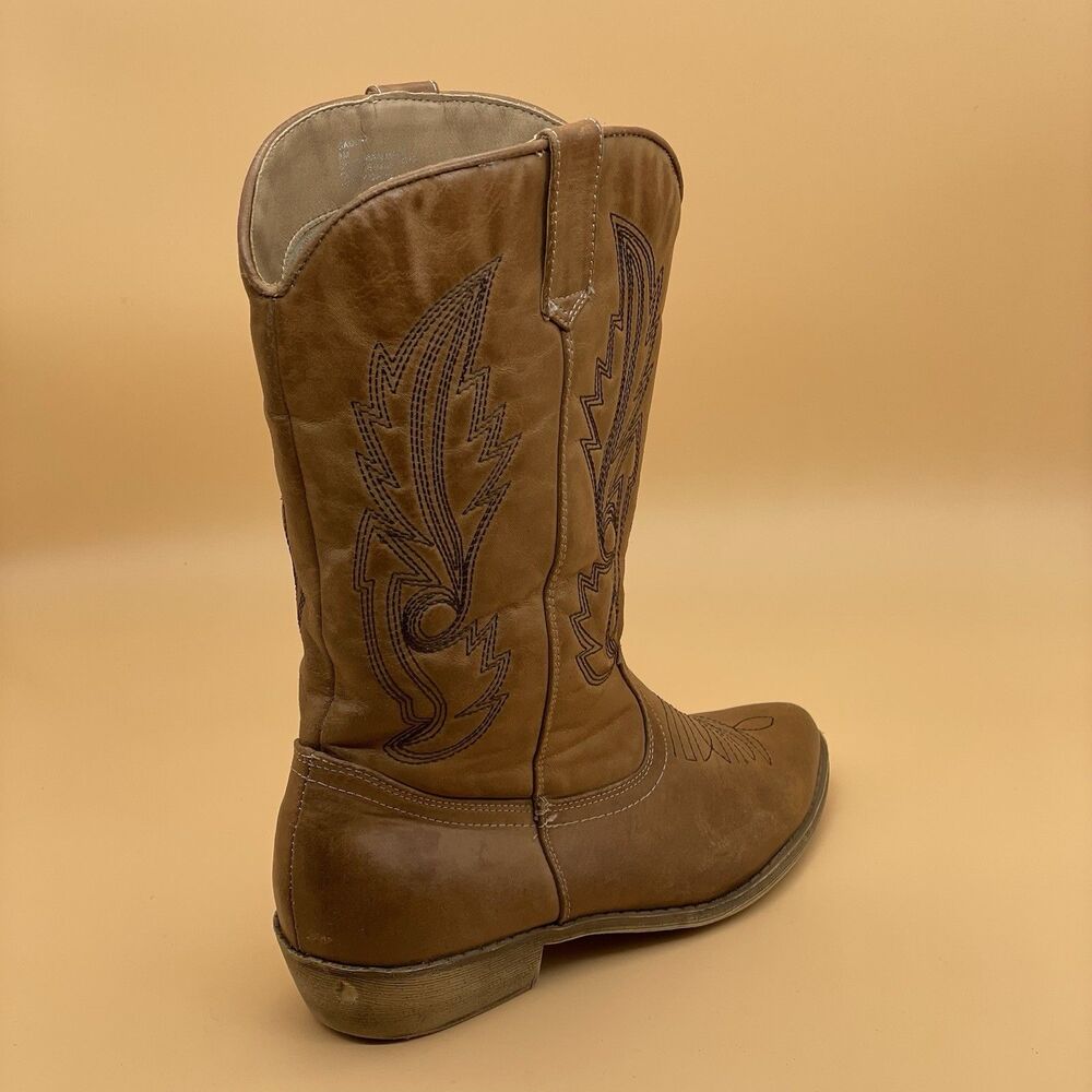 Coconuts by Matisse Gaucho Cowboy Boots Women's 8M Tan Black Stitching Comfort - Picture 3 of 16